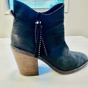 Lucky Brand Women Leather Black Western Cottage core Boots Size 8.5